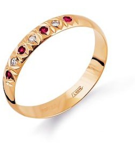Кольцо обручальное с рубинами и бриллиантами Т10161733