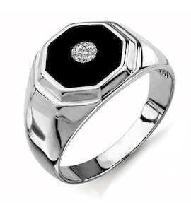 Кольцо с бриллиантами и ониксом Т331043140
