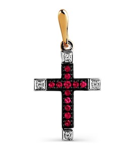 Крестик с рубинами и бриллиантами Т14106462_2