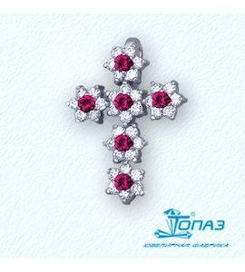 Крестик с рубинами и бриллиантами Т30106222_3