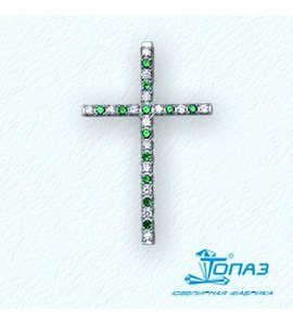 Крестик с изумрудами и бриллиантами Т30106234_2
