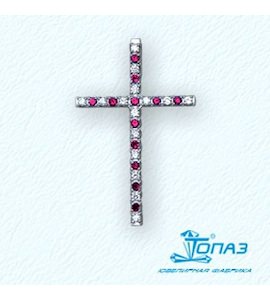 Крестик с рубинами и бриллиантами Т30106234_3