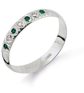 Кольцо обручальное с изумрудами и бриллиантами Т30161733_2
