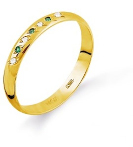 Кольцо обручальное с изумрудами и бриллиантами Т90101738