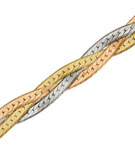 Монтреаль косичка из 3-х цепочек (красная + белая + желтая) с алмазной гранью d 0,30