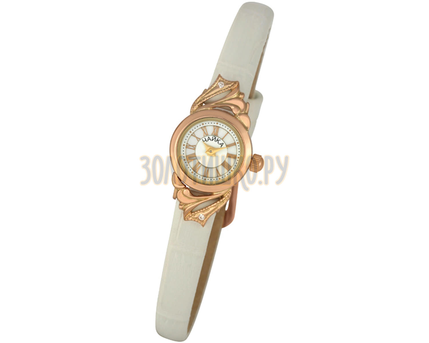 Золотые женские часы Чайка кварц 4150