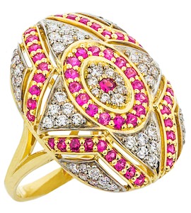 Кольцо с бриллиантами и рубинами 00834