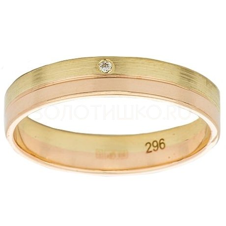Обручальное кольцо из красного золота с бриллиантом 10730