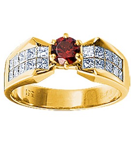 Кольцо с бриллиантами и альмандином 15765