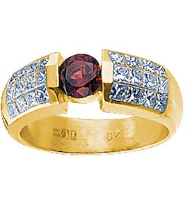 Кольцо с бриллиантами и альмандином 15767