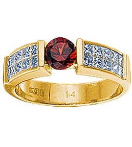Кольцо с бриллиантами и альмандином 15769
