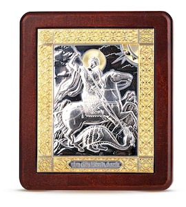 Икона «Чудо Святого Георгия о змие» из меди 35310