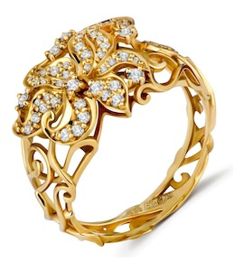 Кольцо из желтого золота с бриллиантами 37915