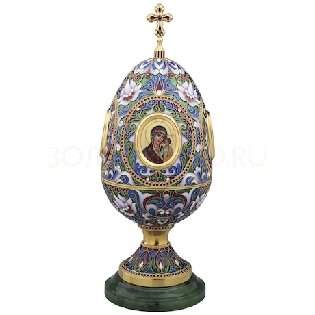 Яйцо-шкатулка «Душа России» из серебра с нефритом и альмандинами 41001