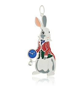 Елочная игрушка «Кролик с часами» из серебра 41638