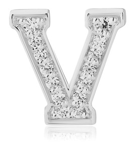 Значок «V» из серебра с фианитами 41661