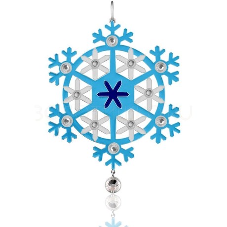 Ёлочная игрушка «Снежинка» из серебра с ювелирным стеклом 41863