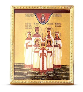 Икона «Царственные Страстотерпцы» из латуни 46130
