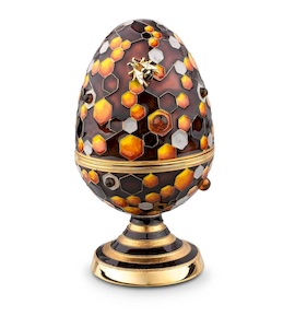 Яйцо-шкатулка «Медовый» из меди с янтарём 46247