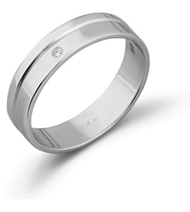 Обручальное кольцо из белого золота с бриллиантом 53095