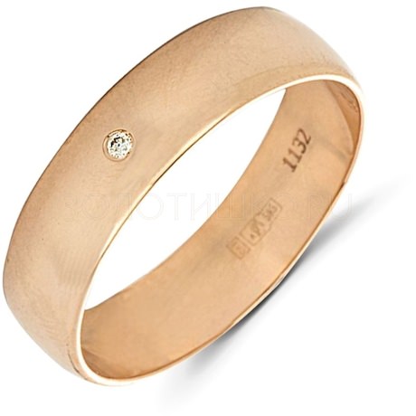 Обручальное кольцо из красного золота с бриллиантом 53097