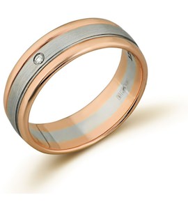 Обручальное кольцо из красного золота с бриллиантом 53099