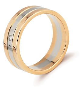 Обручальное кольцо из красного золота с бриллиантом 53110