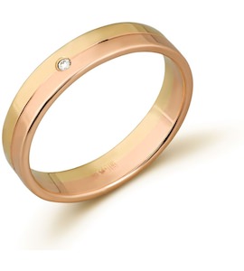 Обручальное кольцо из красного золота с бриллиантом 53123