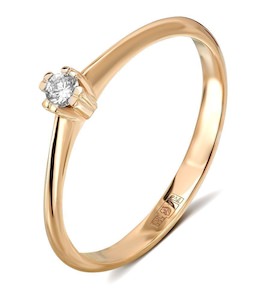 Кольцо из красного золота с бриллиантом 53259