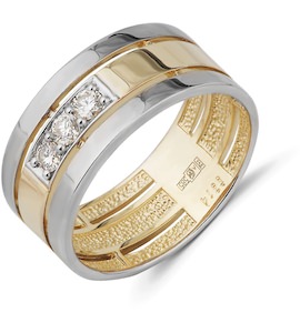 Обручальное кольцо из желтого золота с бриллиантами 53406