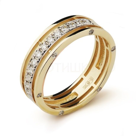 Обручальное кольцо из желтого золота с бриллиантами 53408