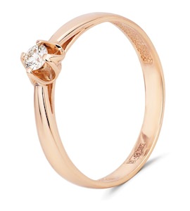 Кольцо из красного золота с бриллиантом 53609