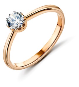 Кольцо из красного золота с бриллиантом 53852
