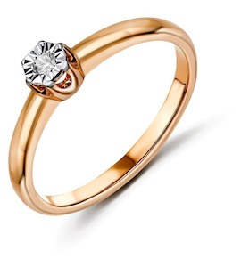 Кольцо из красного золота с бриллиантом 53858