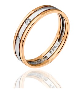 Обручальное кольцо из красного золота с бриллиантом 53943