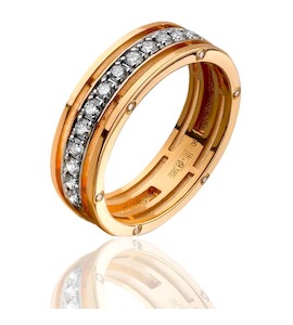 Обручальное кольцо из красного золота с бриллиантами 53948