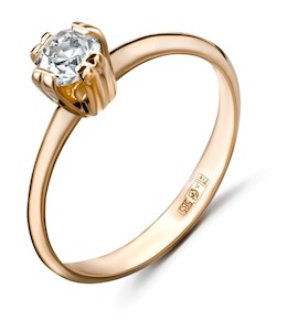 Кольцо из красного золота с бриллиантом 59261