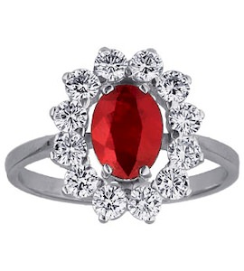 Кольцо с рубином и бриллиантами 88221