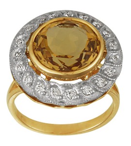 Кольцо с цитрином и бриллиантами 88270