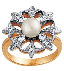 Кольцо с бриллиантами и жемчугом 90247