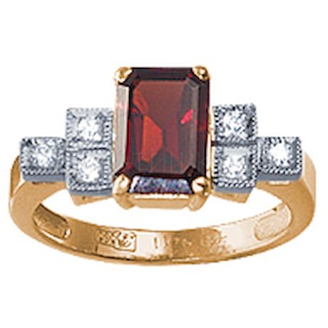 Кольцо с бриллиантами и альмадином 90302