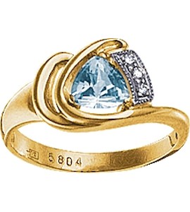 Кольцо с бриллиантами и топазом 90356