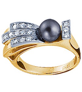Кольцо с бриллиантами и жемчугом 90502