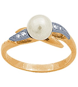 Кольцо с бриллиантами и жемчугом 90587