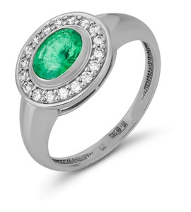 Кольцо с изумрудом и бриллиантами 95310