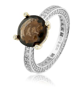 Кольцо из белого золота с кварцем и бриллиантами 95794