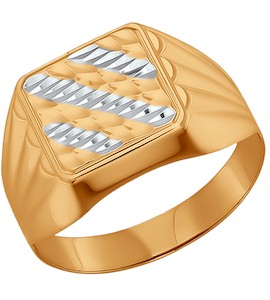 Печатка из золота с алмазной гранью 011339