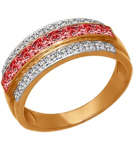 Кольцо из золота с красными фианитами 011562