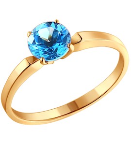 Кольцо с голубым фианитом 012306