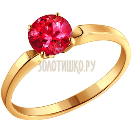 Кольцо из золота с красным фианитом 012309